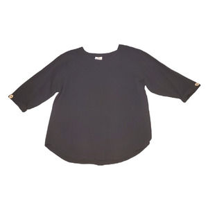 Vintage Sea Breeze Shirt Top Black Lagenlook Casual Women Sz Medium Made in USA